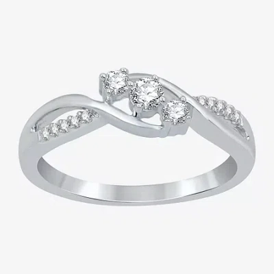 Modern Bride Love Lives Forever 1/5 Ct.t.w. Natural Diamond Three-stone Promise Ring In White