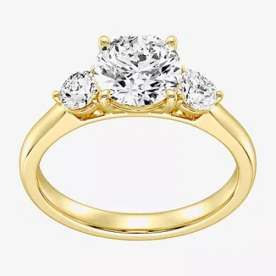 Modern Bride Love Lives Forever (f / Si1-si2) Womens 2 Ct. T.w. Lab Grown White Diamond 10k Gold Round 3-stone En In Yellow