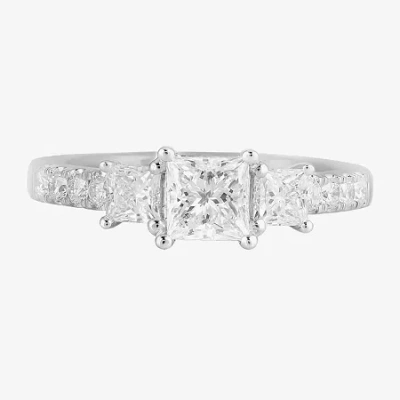 Modern Bride Love Lives Forever (f / Si2) Womens 1 1/2 Ct. T.w. Lab Grown White Diamond 10k White Gold Side Stone