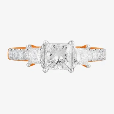 Modern Bride Love Lives Forever (f / Si2) Womens 1 Ct. T.w. Lab Grown White Diamond 10k White Gold Side Stone 3-s In Metallic
