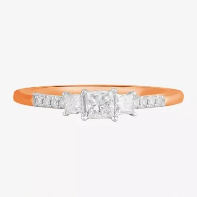 Modern Bride Love Lives Forever (f / Si2) Womens 1/2 Ct. T.w. Lab Grown White Diamond 10k White Gold Side Stone 3 In Pink