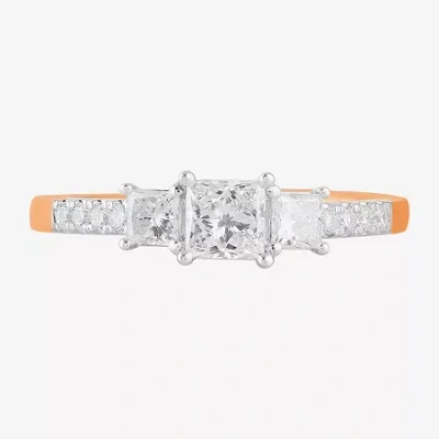 Modern Bride Love Lives Forever (f / Si2) Womens 2 Ct. T.w. Lab Grown White Diamond 10k White Gold Side Stone 3-s In Pink