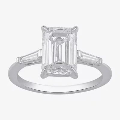 Modern Bride Love Lives Forever (f / Si2) Womens 3 1/6 Ct. T.w. Lab Grown White Diamond 10k White Gold 3-stone En In Metallic