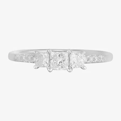 Modern Bride Love Lives Forever (f / Si2) Womens 3/4 Ct. T.w. Lab Grown White Diamond 10k White Gold Side Stone 3
