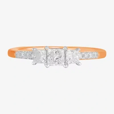 Modern Bride Love Lives Forever (f / Si2) Womens 3/4 Ct. T.w. Lab Grown White Diamond 10k White Gold Side Stone 3 In Pink