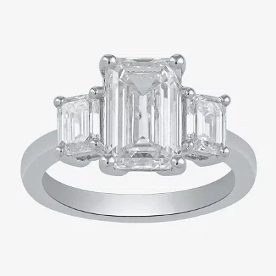 Modern Bride Love Lives Forever (f / Si2) Womens 4 Ct. T.w. Lab Grown White Diamond 10k White Gold 3-stone Engage