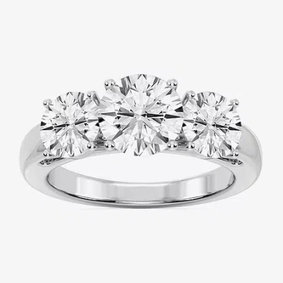 Modern Bride Love Lives Forever F / Si2 Womens 4 Ct. T.w. Lab Grown White Diamond 14k White Gold 3-stone Engageme