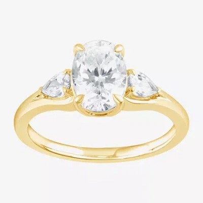 Modern Bride Love Lives Forever (f / Vs2) Womens 1 3/4 Ct. T.w. Lab Grown White Diamond 10k Gold Oval 3-stone Eng