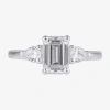 Modern Bride Love Lives Forever (g / I1) Womens 1 1/5 Ct. T.w. Lab Grown White Diamond 10k White Gold 3-stone Eng In Metallic