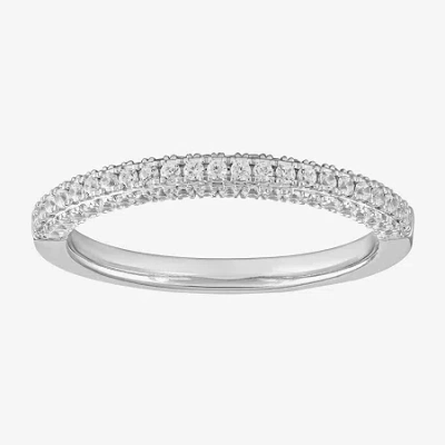 Modern Bride Love Lives Forever (g / I1) Womens 3/8 Ct. T.w. Lab Grown White Diamond 10k White Gold Wedding Band In Metallic