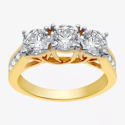 Modern Bride Love Lives Forever (g / Si1-si2) Womens 1 1/2 Ct. T.w. Lab Grown White Diamond 10k Gold Round 3-ston