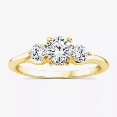 Modern Bride Love Lives Forever (g / Si1-si2) Womens 1 Ct. T.w. Lab Grown White Diamond 10k Gold Round 3-stone En