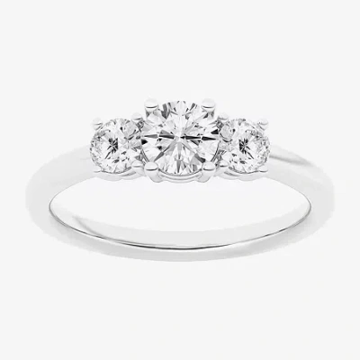 Modern Bride Love Lives Forever (g / Si1-si2) Womens 1 Ct. T.w. Lab Grown White Diamond 10k White Gold 3-stone En In Silver