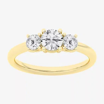 Modern Bride Love Lives Forever (g / Si1-si2) Womens 1 Ct. T.w. Lab Grown White Diamond 10k White Gold 3-stone En In Yellow