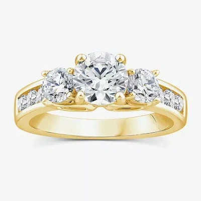 Modern Bride Love Lives Forever (g / Si1-si2) Womens 2 Ct. T.w. Lab Grown White Diamond 10k Gold Round Side Stone