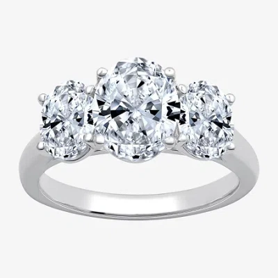 Modern Bride Love Lives Forever (g / Si1-si2) Womens 3 Ct. T.w. Lab Grown White Diamond 14k Gold Oval 3-stone Eng In Pink