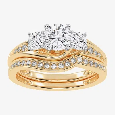 Modern Bride Love Lives Forever (g / Vs2-si1) Womens 1 Ct. T.w. Lab Grown White Diamond 10k Gold Side Stone 3-sto