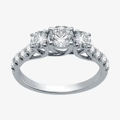 Modern Bride Love Lives Forever (h-i / I1) Womens 1 1/4 Ct. T.w. Lab Grown White Diamond 10k White Gold Round 3-s In Silver