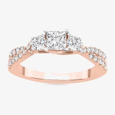 Modern Bride Love Lives Forever (h-i / Si1-si2) Womens 1 Ct. T.w. Lab Grown White Diamond 10k Gold 3-stone Engage