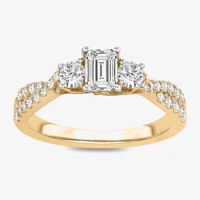 Modern Bride Love Lives Forever (h-i / Si1-si2) Womens 1 Ct. T.w. Lab Grown White Diamond 10k Gold 3-stone Engage