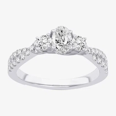 Modern Bride Love Lives Forever (h-i / Si1-si2) Womens 1 Ct. T.w. Lab Grown White Diamond 10k Gold Oval 3-stone E In Metallic