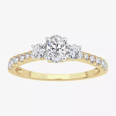 Modern Bride Love Lives Forever (h-i / Si1-si2) Womens 1 Ct. T.w. Lab Grown White Diamond 10k Gold Oval 3-stone E