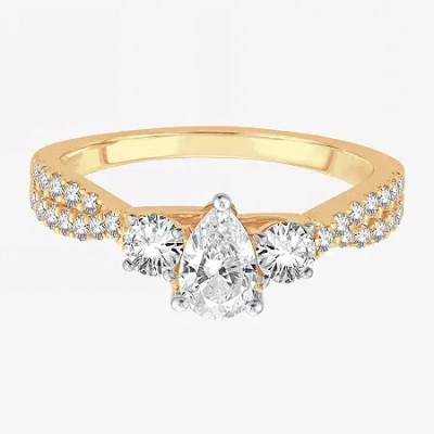 Modern Bride Love Lives Forever (h-i / Si1-si2) Womens 1 Ct. T.w. Lab Grown White Diamond 10k Gold Pear 3-stone E