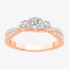 Modern Bride Love Lives Forever (h-i / Si1-si2) Womens 1 Ct. T.w. Lab Grown White Diamond 10k Gold Round 3-stone  In Gold