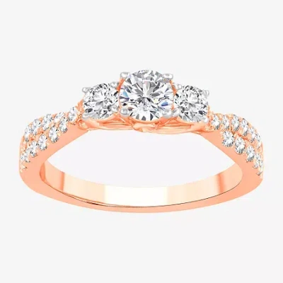 Modern Bride Love Lives Forever (h-i / Si1-si2) Womens 1 Ct. T.w. Lab Grown White Diamond 10k Gold Round 3-stone 