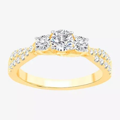 Modern Bride Love Lives Forever (h-i / Si1-si2) Womens 1 Ct. T.w. Lab Grown White Diamond 10k Gold Round 3-stone 