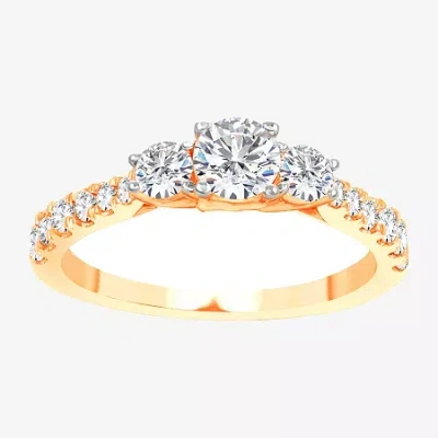 Modern Bride Love Lives Forever (h-i / Si1-si2) Womens 1 Ct. T.w. Lab Grown White Diamond 10k Gold Round 3-stone 