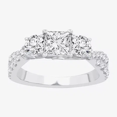 Modern Bride Love Lives Forever (h-i / Si1-si2) Womens 2 Ct. T.w. Lab Grown White Diamond 10k Gold 3-stone Engage In Metallic