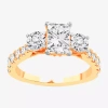 Modern Bride Love Lives Forever (h-i / Si1-si2) Womens 2 Ct. T.w. Lab Grown White Diamond 10k Gold 3-stone Engage In Yellow