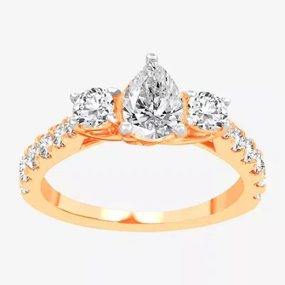 Modern Bride Love Lives Forever (h-i / Si1-si2) Womens 2 Ct. T.w. Lab Grown White Diamond 10k Gold Pear 3-stone E