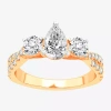 Modern Bride Love Lives Forever (h-i / Si1-si2) Womens 2 Ct. T.w. Lab Grown White Diamond 10k Gold Pear 3-stone E In Yellow