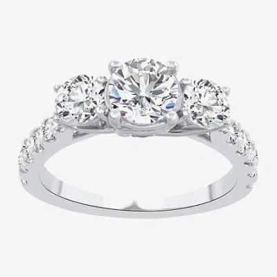 Modern Bride Love Lives Forever (h-i / Si1-si2) Womens 2 Ct. T.w. Lab Grown White Diamond 10k Gold Round 3-stone 