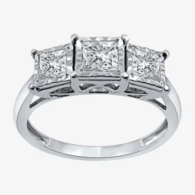 Modern Bride Love Lives Forever (h-i / Si2-i1) Womens 1 Ct. T.w. Lab Grown White Diamond 10k White Gold 3-stone E In Metallic