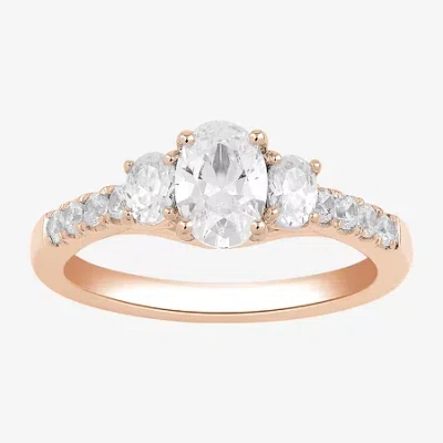 Modern Bride Love Lives Forever (h-i / Si2) Womens 1 1/2 Ct. T.w. Lab Grown White Diamond 10k White Gold Oval Sid In Pink