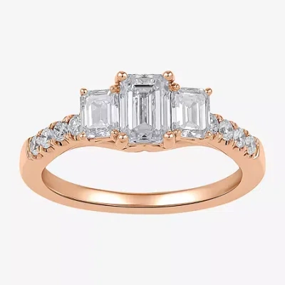 Modern Bride Love Lives Forever (h-i / Si2) Womens 1 1/2 Ct. T.w. Lab Grown White Diamond 10k White Gold Side Sto In Pink