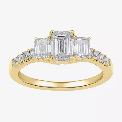Modern Bride Love Lives Forever (h-i / Si2) Womens 1 1/2 Ct. T.w. Lab Grown White Diamond 10k White Gold Side Sto In Yellow