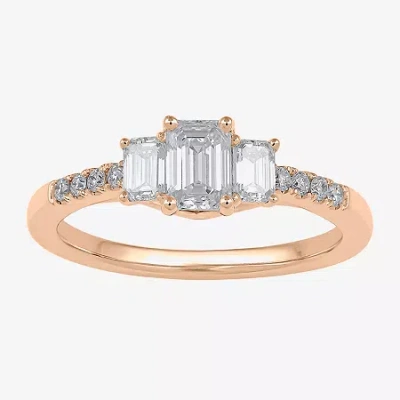Modern Bride Love Lives Forever (h-i / Si2) Womens 1 Ct. T.w. Lab Grown White Diamond 10k White Gold Side Stone 3 In Pink