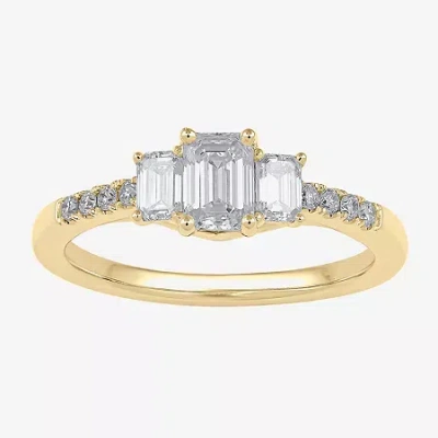 Modern Bride Love Lives Forever (h-i / Si2) Womens 1 Ct. T.w. Lab Grown White Diamond 10k White Gold Side Stone 3 In Yellow