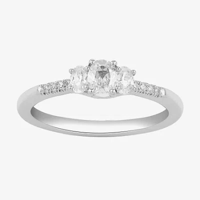 Modern Bride Love Lives Forever (h-i / Si2) Womens 1/2 Ct. T.w. Lab Grown White Diamond 10k Or 14k Gold Oval Side