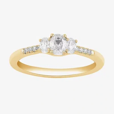 Modern Bride Love Lives Forever (h-i / Si2) Womens 1/2 Ct. T.w. Lab Grown White Diamond 10k Or 14k Gold Oval Side In Yellow