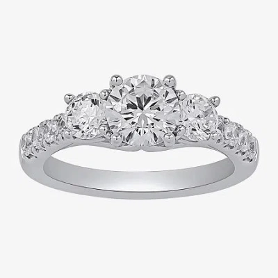 Modern Bride Love Lives Forever (h-i / Si2) Womens 1/2 Ct. T.w. Lab Grown White Diamond 10k White Gold Round Side In Metallic