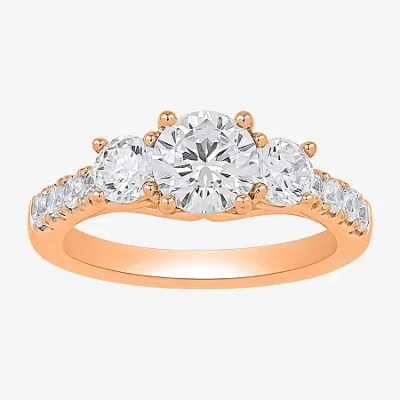 Modern Bride Love Lives Forever (h-i / Si2) Womens 1/2 Ct. T.w. Lab Grown White Diamond 10k White Gold Round Side In Pink