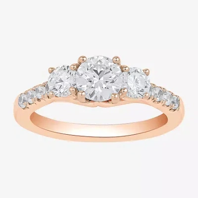 Modern Bride Love Lives Forever (h-i / Si2) Womens 2 Ct. T.w. Lab Grown White Diamond 10k White Gold Round Side S In Pink