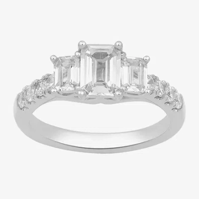 Modern Bride Love Lives Forever (h-i / Si2) Womens 2 Ct. T.w. Lab Grown White Diamond 10k White Gold Side Stone 3 In Silver