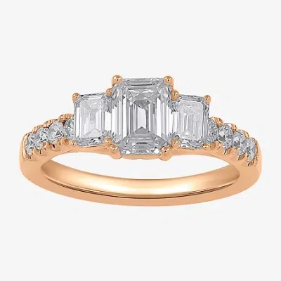 Modern Bride Love Lives Forever (h-i / Si2) Womens 2 Ct. T.w. Lab Grown White Diamond 10k White Gold Side Stone 3 In Pink