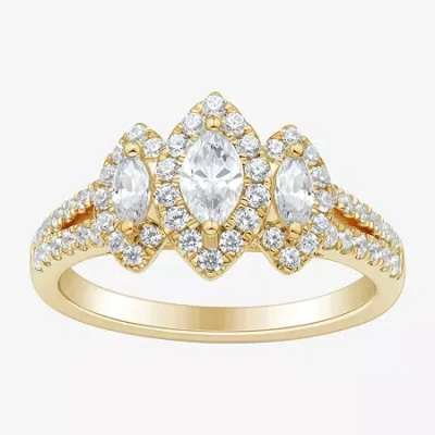 Modern Bride Love Lives Forever (h-i / Si1-si2) Womens 1 Ct. T.w. Lab Grown White Diamond 10k Gold Marquise Side  In Yellow